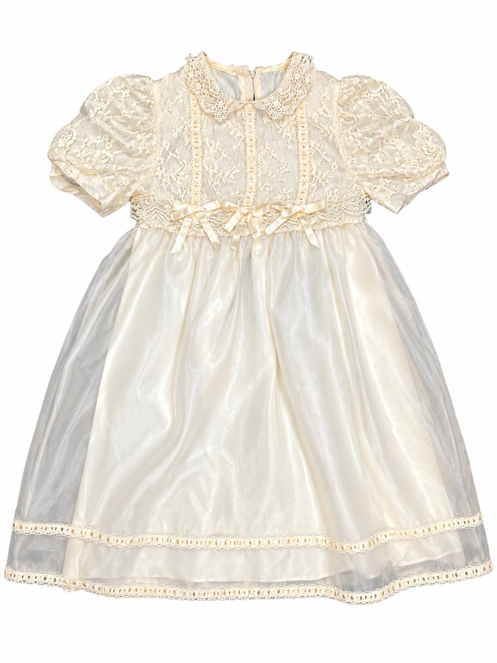 Vintage Gunne Sax by Jessica McClintock Girls Dress Lace Est Size 3T Cream